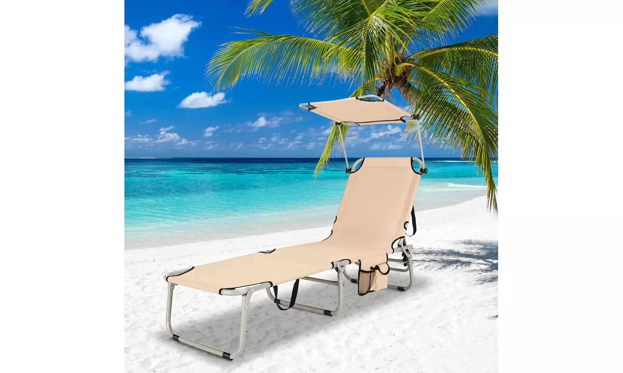 Costway Foldable Lounge Chair Outdoor Adjustable Beach Patio Pool Recliner