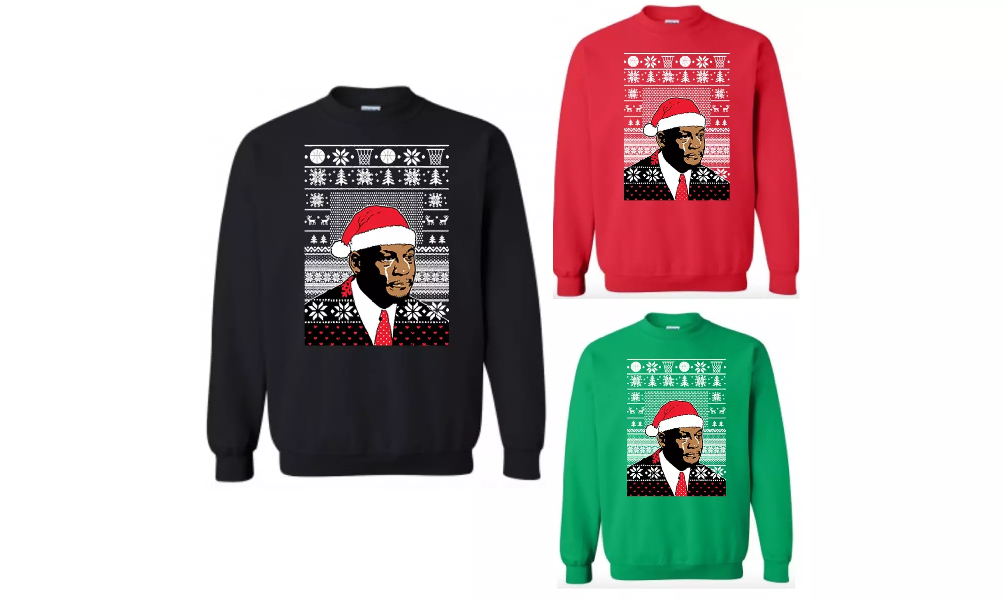 Santa Claus Hat Jordan Crying Meme Basketball Ugly Sweatshirt Christmas Sweater - Primary Image