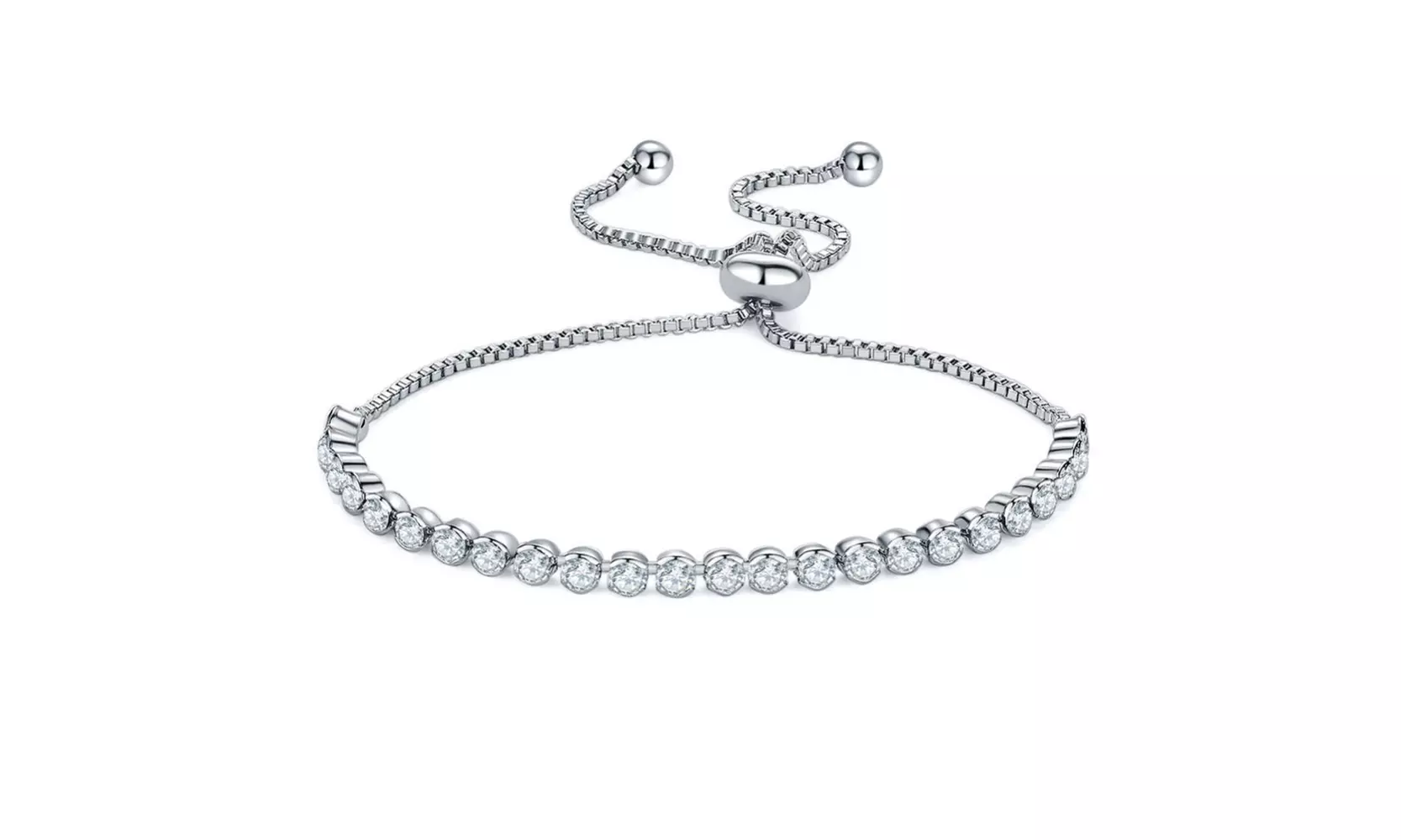 4mm/3mm Vintage Clear CZ Stone Women Trendy Adjustable Chain Jewelry - Primary Image