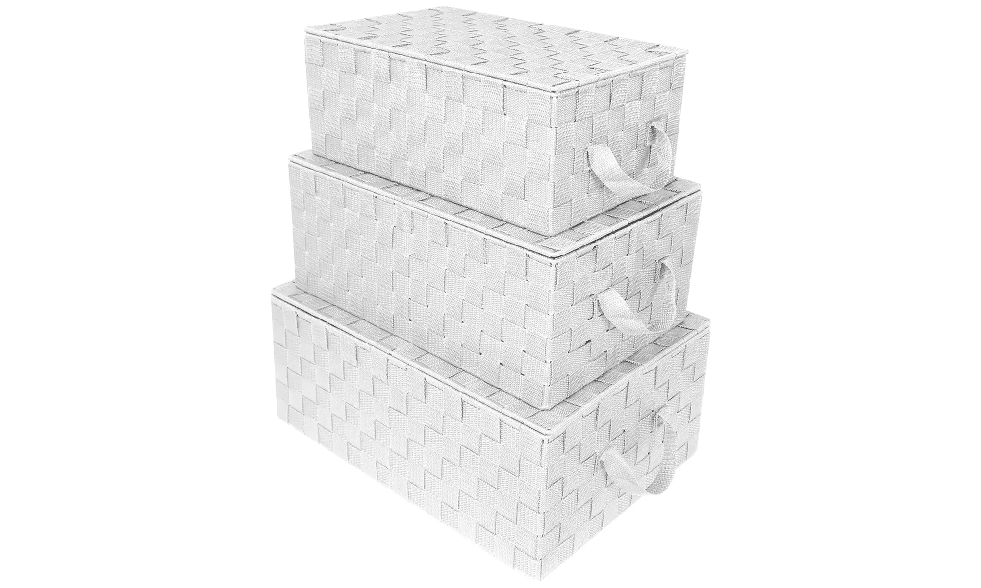 3-Pack Storage Box w/ Lid for Closet & Shelves - Woven Fabric Basket Organizer