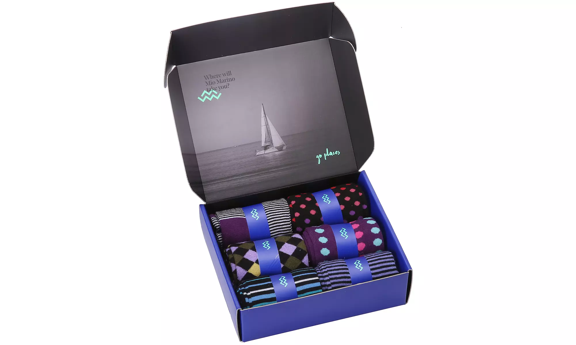Mio Marino 6-Pack Bold Designer Dress Socks in Gift Box