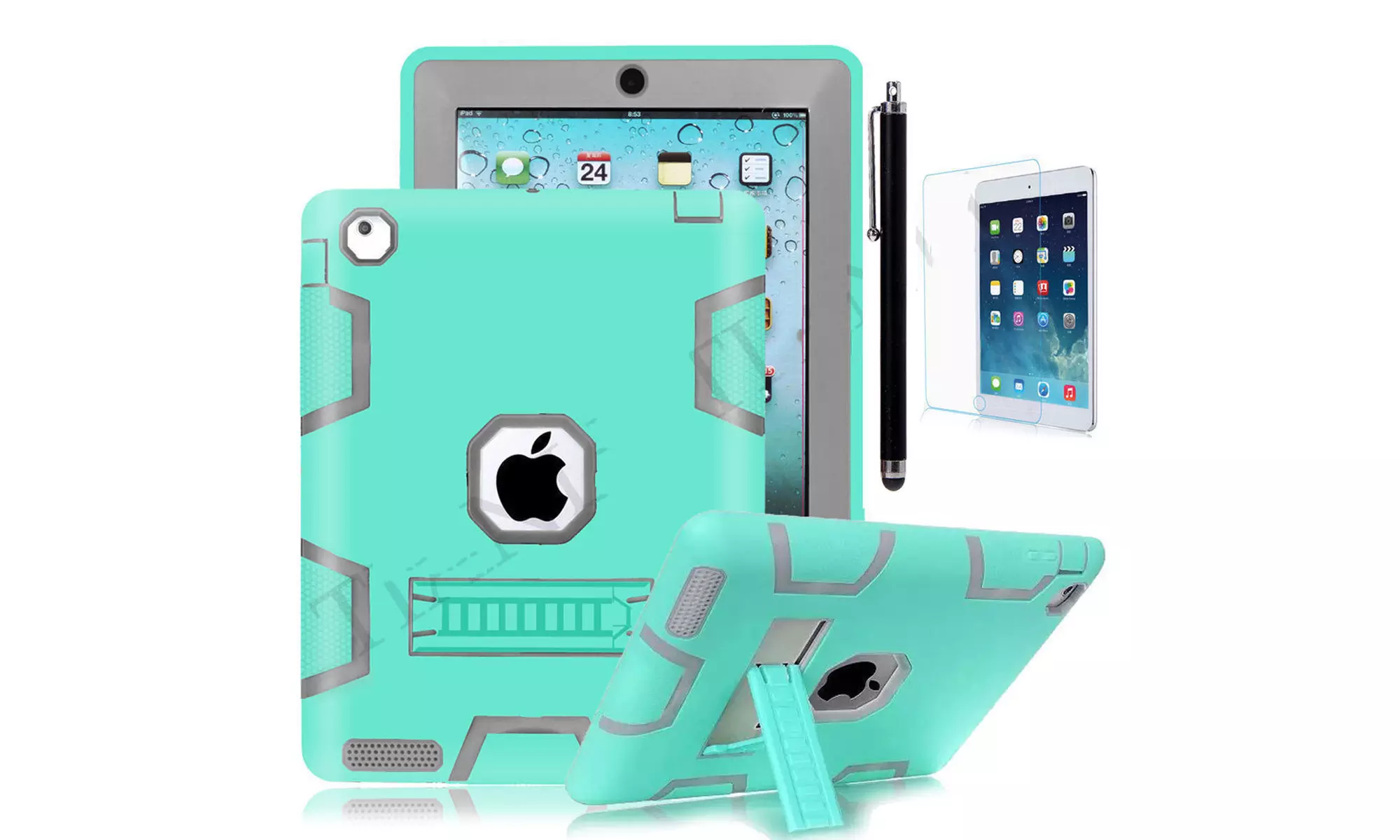 Heavy Duty Shockproof Rubber Case Stand Cover For Apple iPad (5th Generation) - Second Medium
