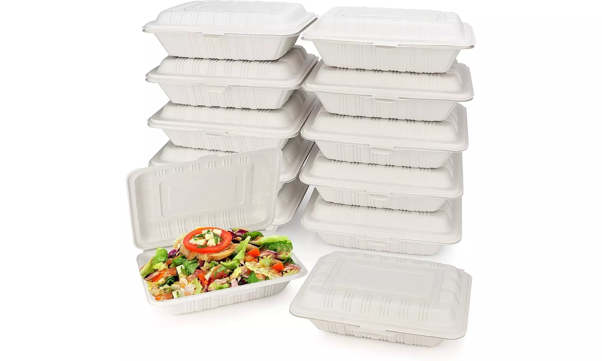 150 Count Disposable Clamshell To Go Take Out Food Containers 9.25x6.5x2.25" - Primary Image