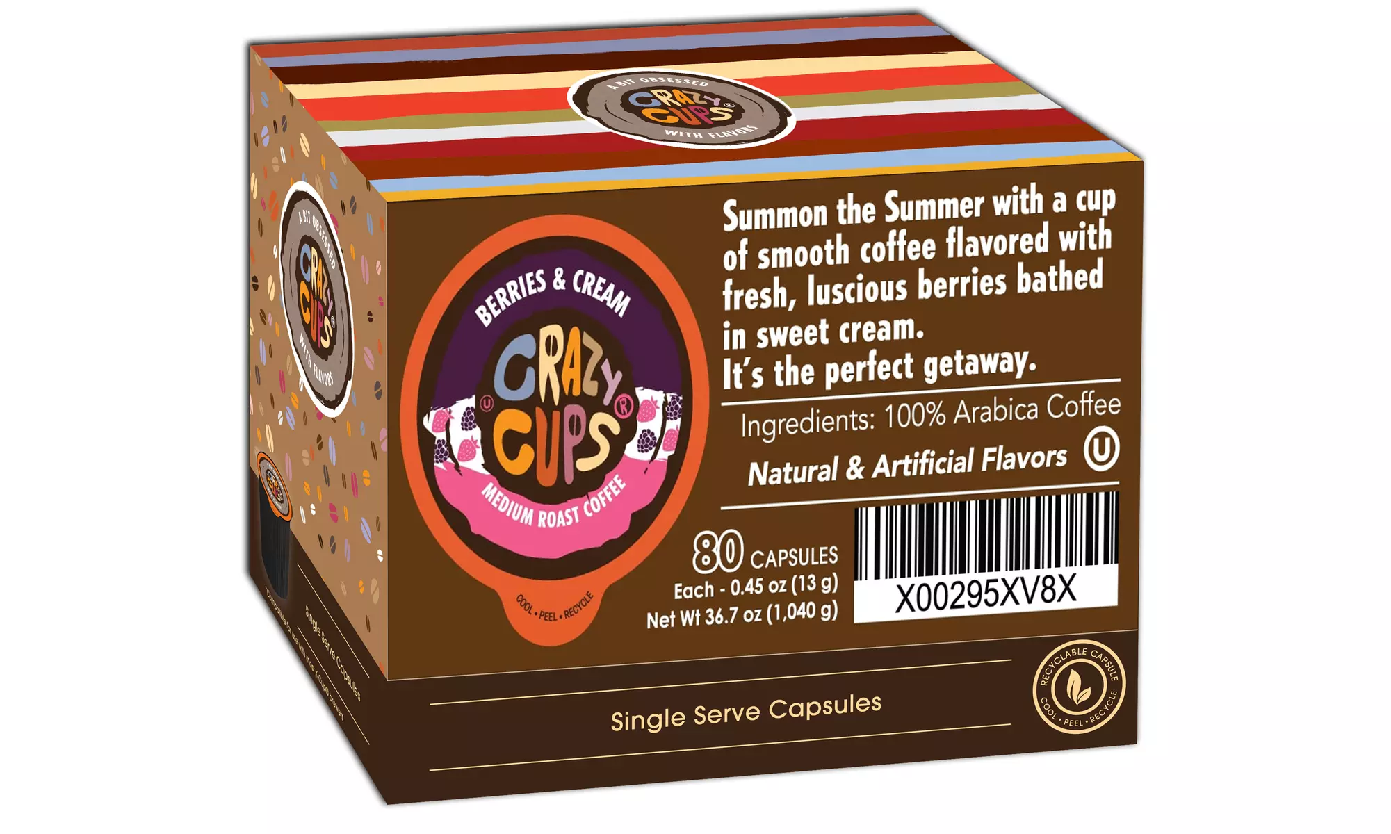 Crazy Cups Berries & Cream Hot or Iced Coffee K Cup 22 or 80 Count - Primary Image