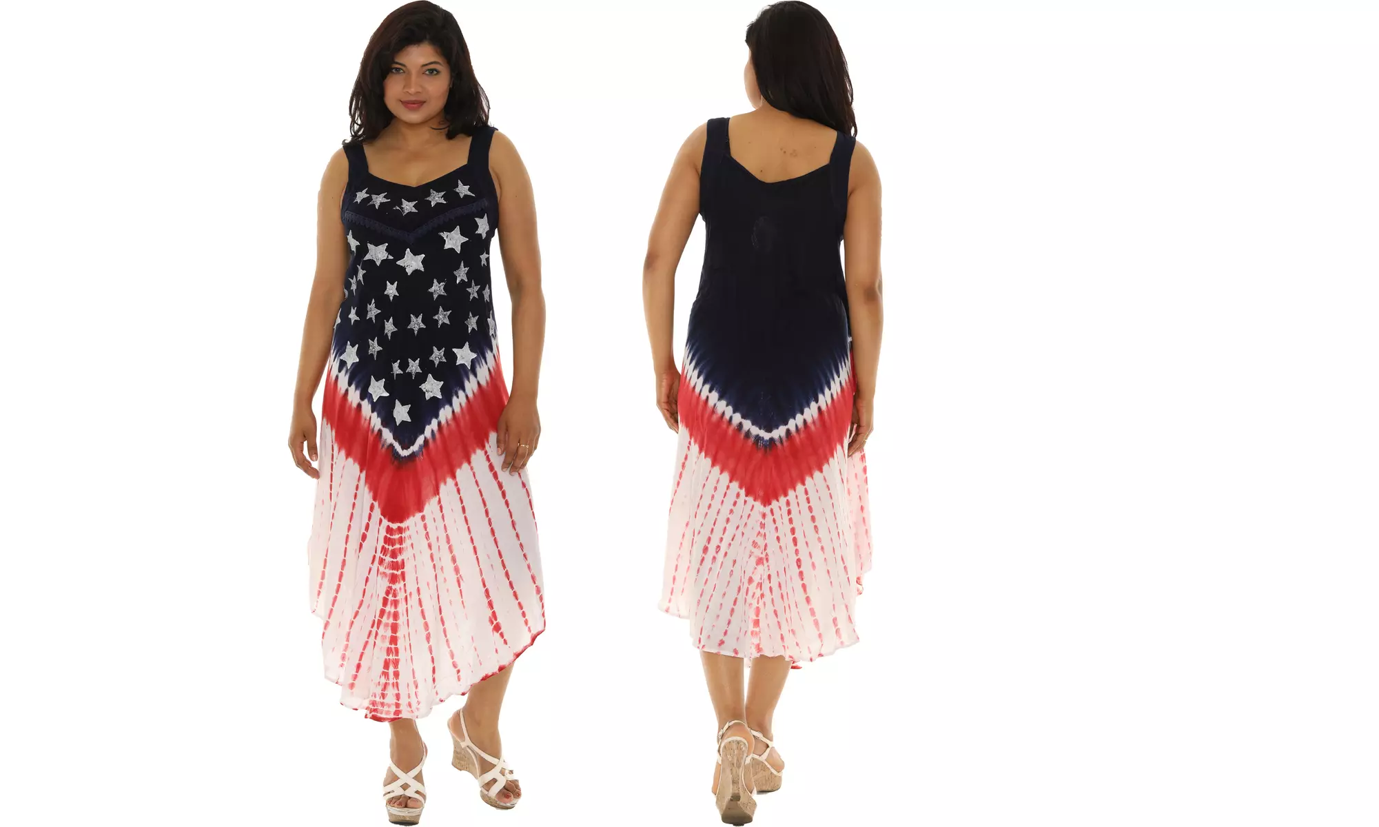 Women's Patriotic 4th of July American Flag Dress (Also In Plus Size)