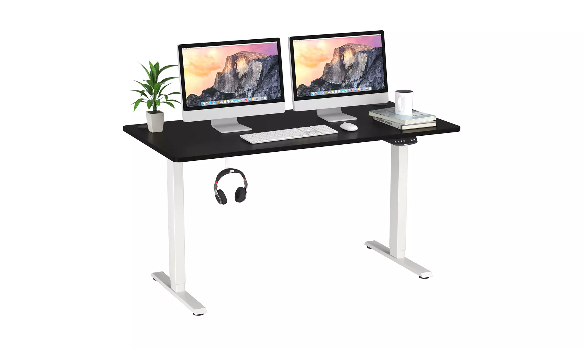 Costway 55'' x 28'' Electric Adjustable Standing up Desk Dual w/ Controller
