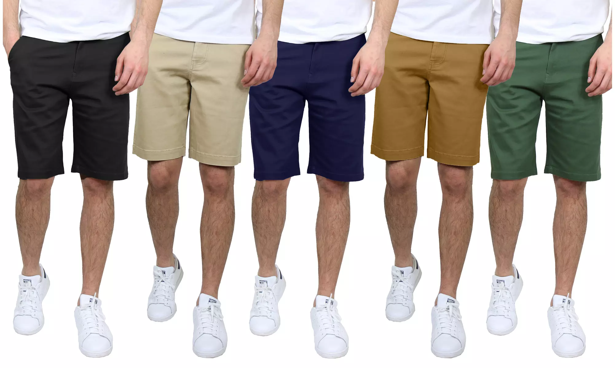2-Pack Men's 5-Pocket Flat-Front Slim-Fit Stretch Chino Shorts (Size 30-42) - Primary Image