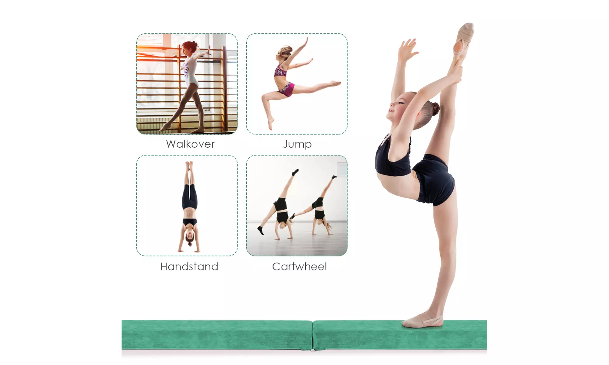 7FT Folding Floor Balance Beam Gymnastics Equipment for Practice Training 3color