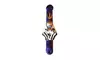 Fimo Mezuzah Rabbi Wearing Tallit & Holding Shofar, Purple Tube Gold Sheen 5" T