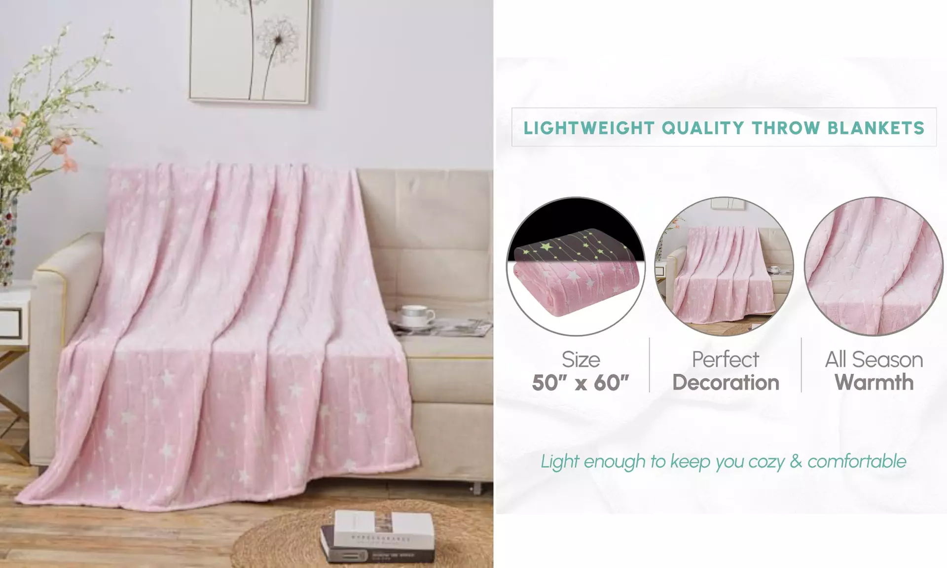 Glow-in-the-Dark 50" x 60" Throw Blankets