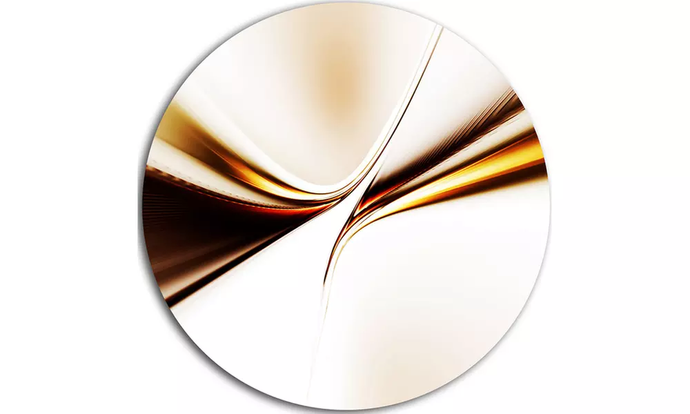 Dynamic Golden Waves' Abstract Circle Metal Wall Art - Second Medium