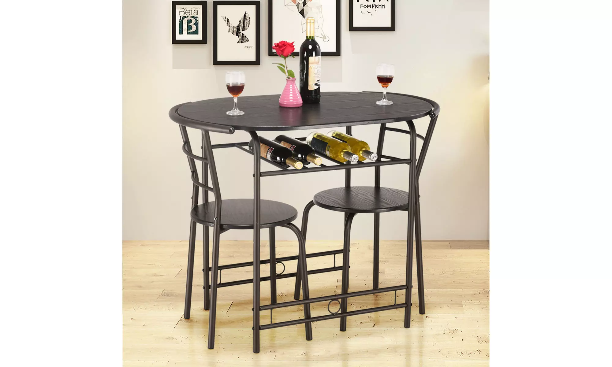 3 PCS Dining Set Table and 2 Chairs Home Kitchen Breakfast Bistro Pub Furniture - Primary Image