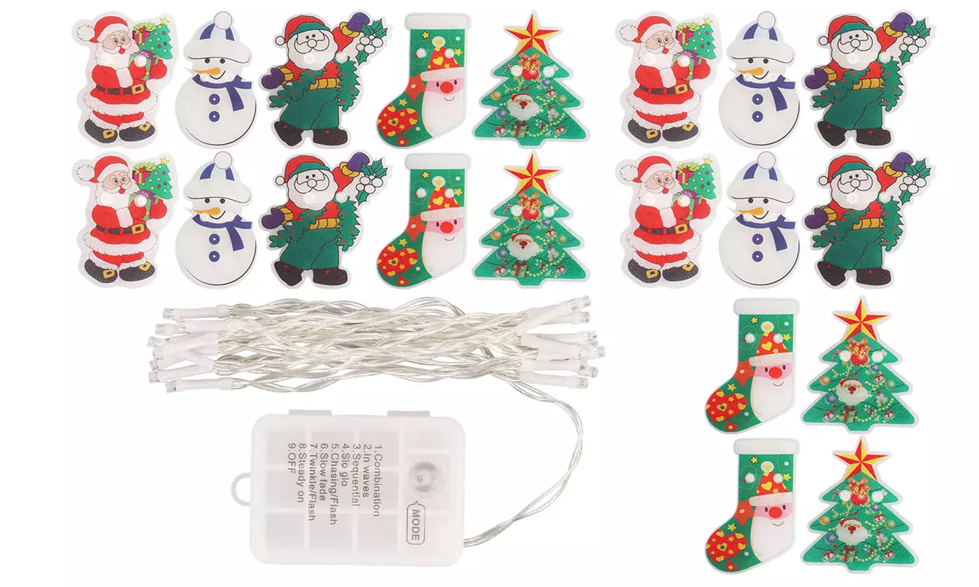 8.2ft Christmas 20 LED String Light Santa Snowman Tree Lights Fairy Decorative