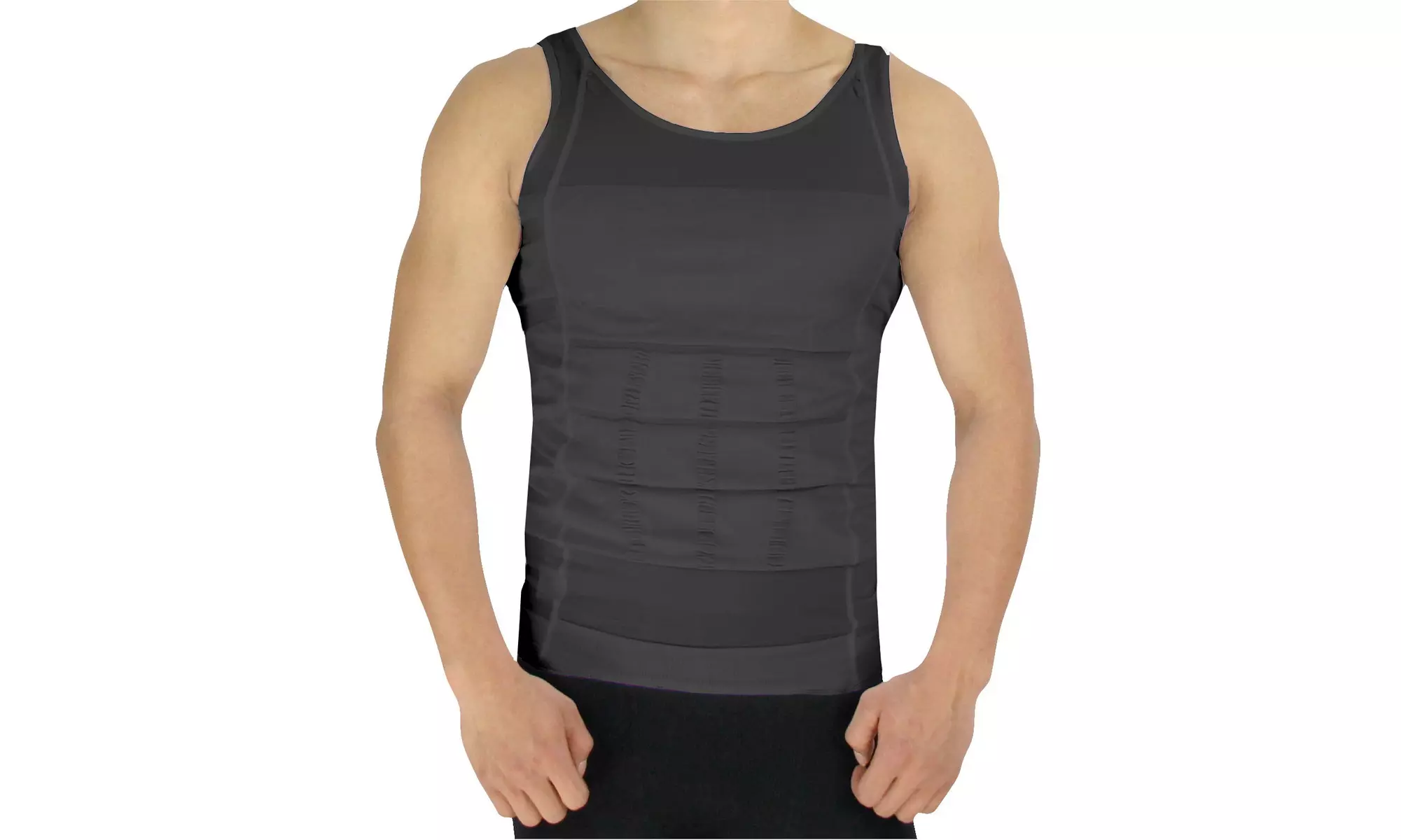 Men's Compression Slimming Under Shirt - Black  - Second Medium