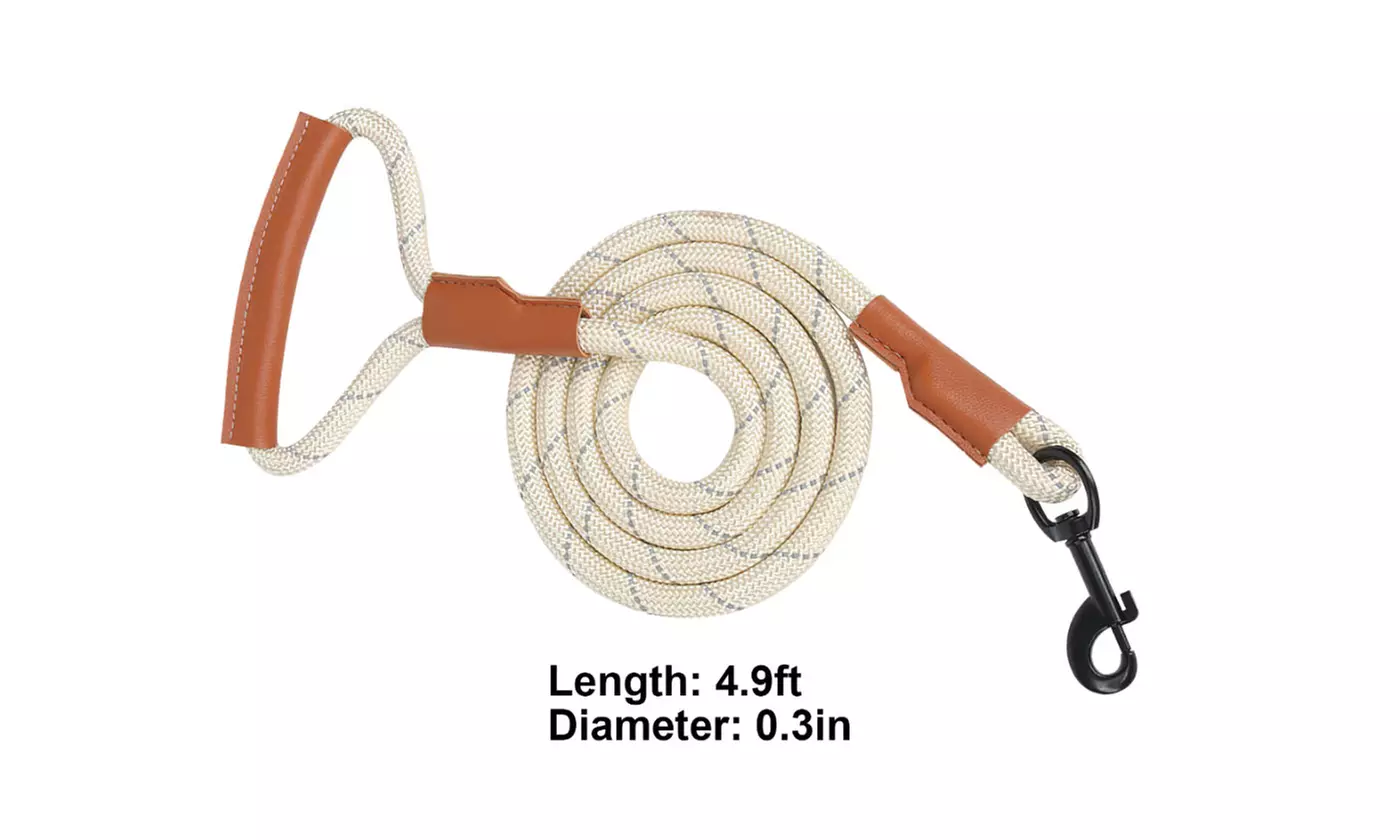 5FT Heavy Duty Dog Leash Large Pet Rope Reflective Nylon Leads with Comfy Handle