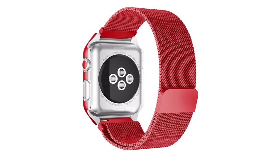 milanese loop mesh band with matching frame for apple watch