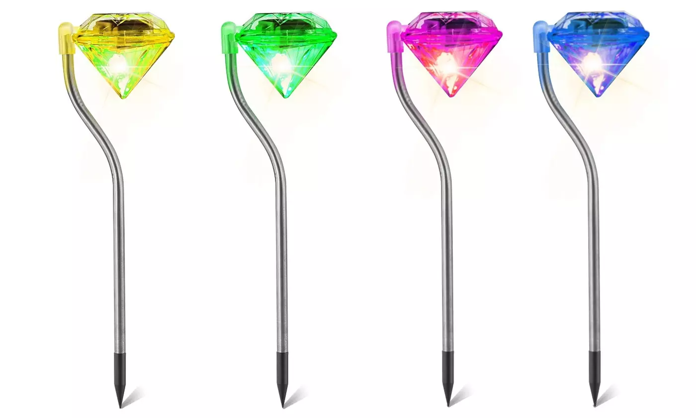 SolarEK Color Changing LED Diamond Solar Stake Lights (4- or 8-Pack)