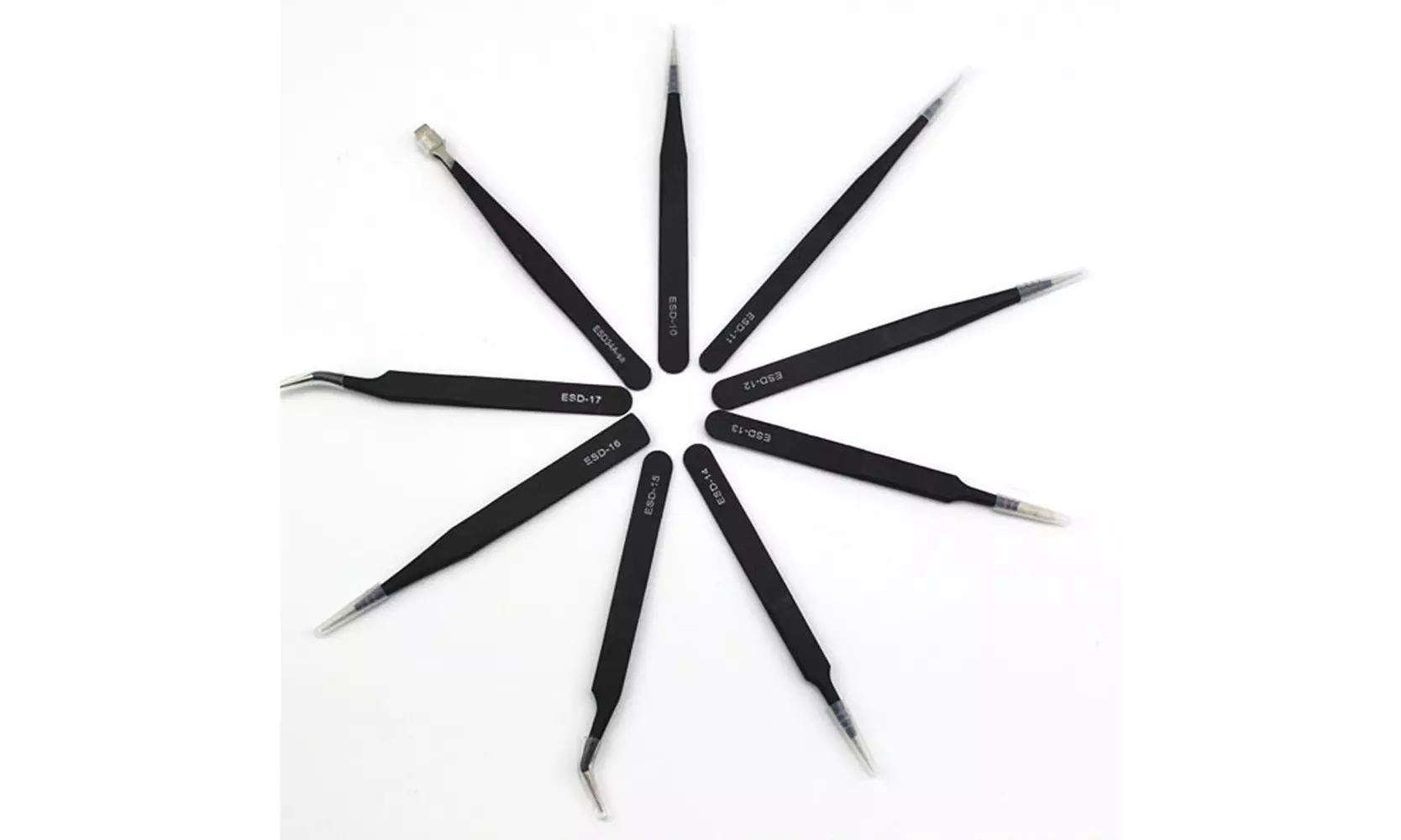 US 9 pc ESD Tweezers Anti Static Tool Precision Kit Set Tools Electronics Repair