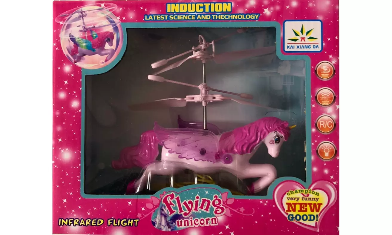 Flying Pink Unicorn Drone Self Hovering Helicopter Aircraft Toy - Primary Image