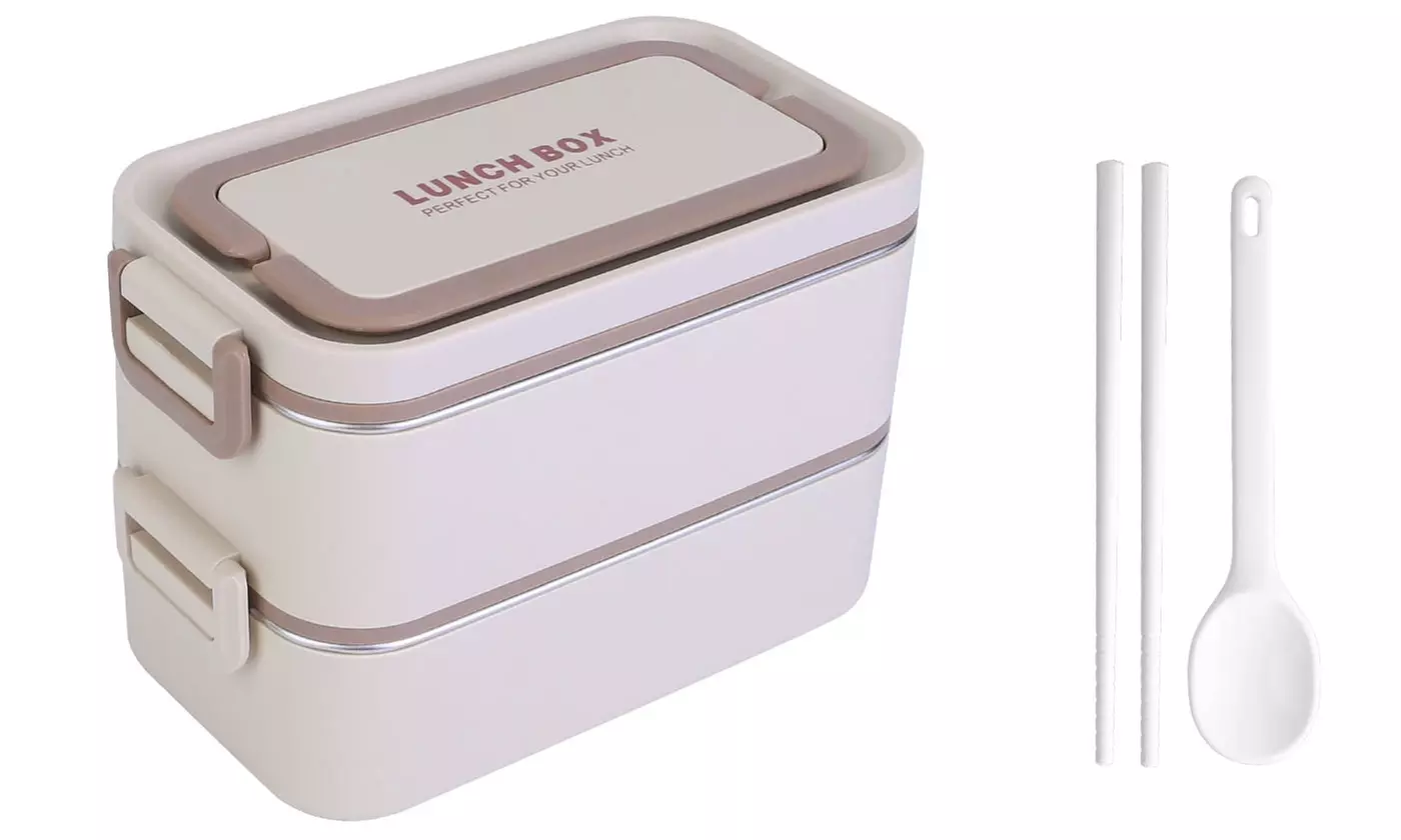 NewHome 2-Layer Leakproof Bento Lunch Box with Utensils and Food Compartments