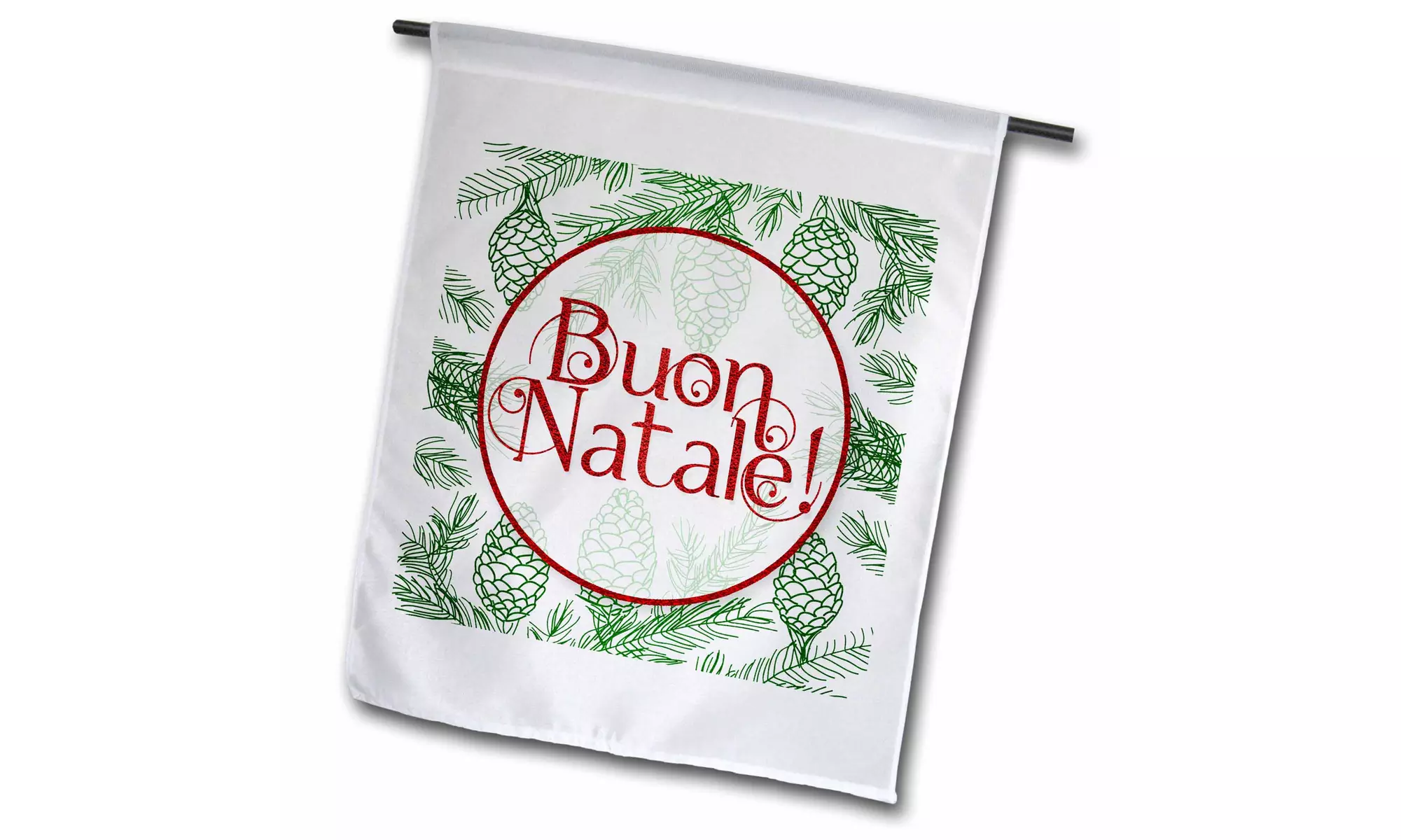  Garden Flag Red and Green Italian Christmas Buon Natale Botanical  - Second Medium