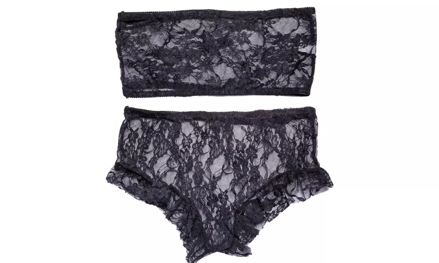 Women's Mesh Sheer Lace Sexy Bra and Panty 2 Piece Exotic Lingerie Sets
