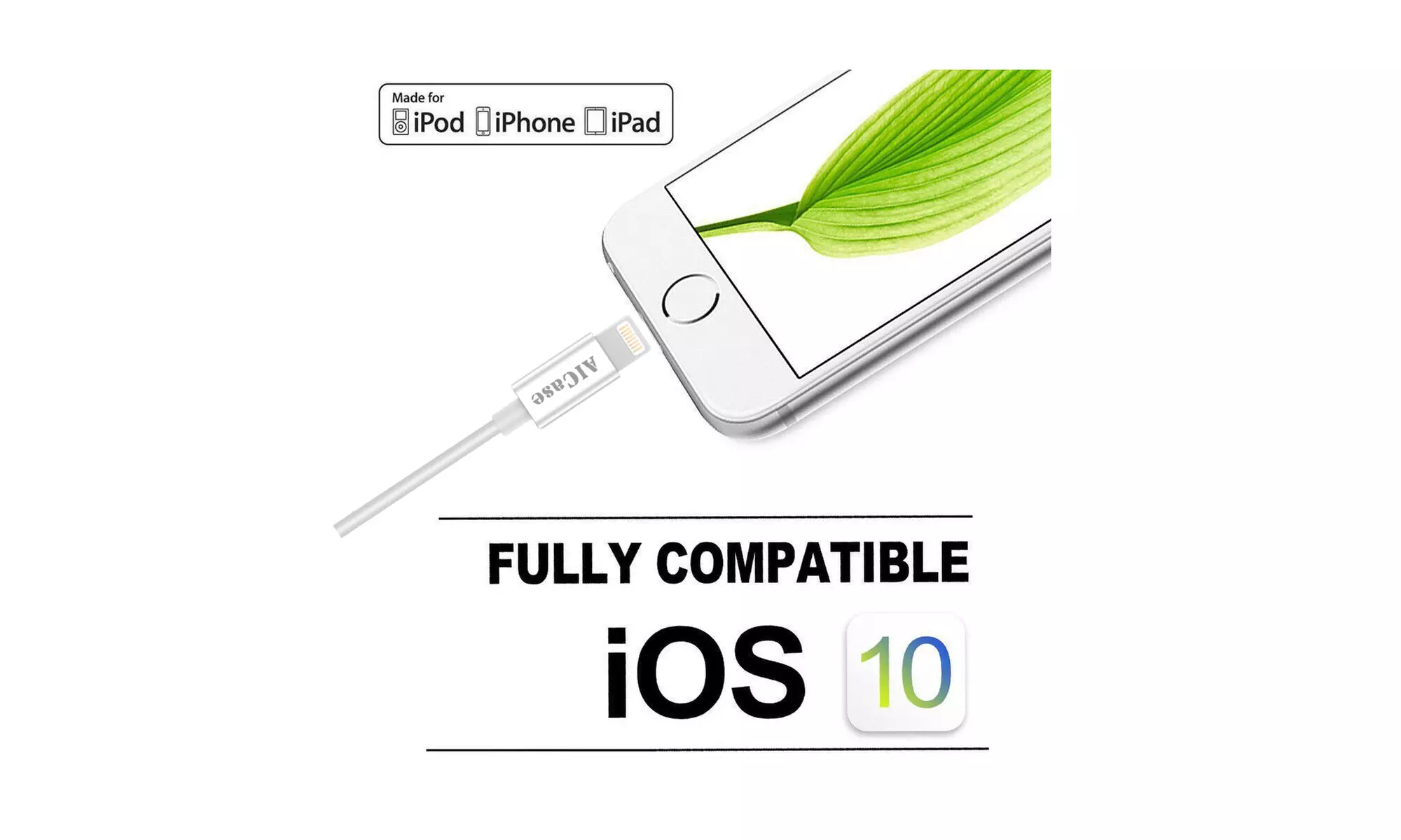 3-Packs AICase 10ft USB A To 8 Pin Cord Sync Data Cable For iPhone 14 13 12 11 X