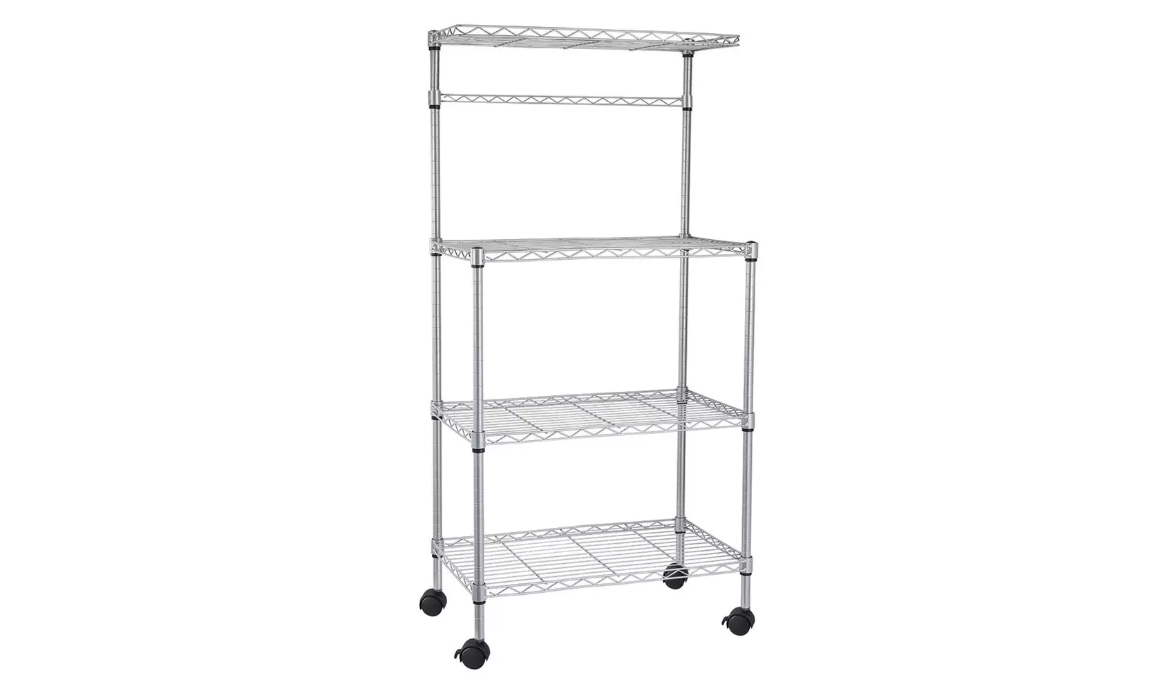 4-Shelf Microwave Stand Baker's Rack Storage Shelving Unit Silver Finish - Primary Image