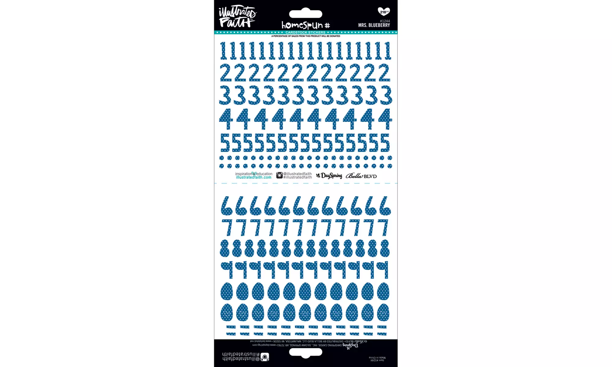 Bella Blvd Illustrated Faith Cardstock Stickers Numbers Homespun Mrs Blueberry - Primary Image