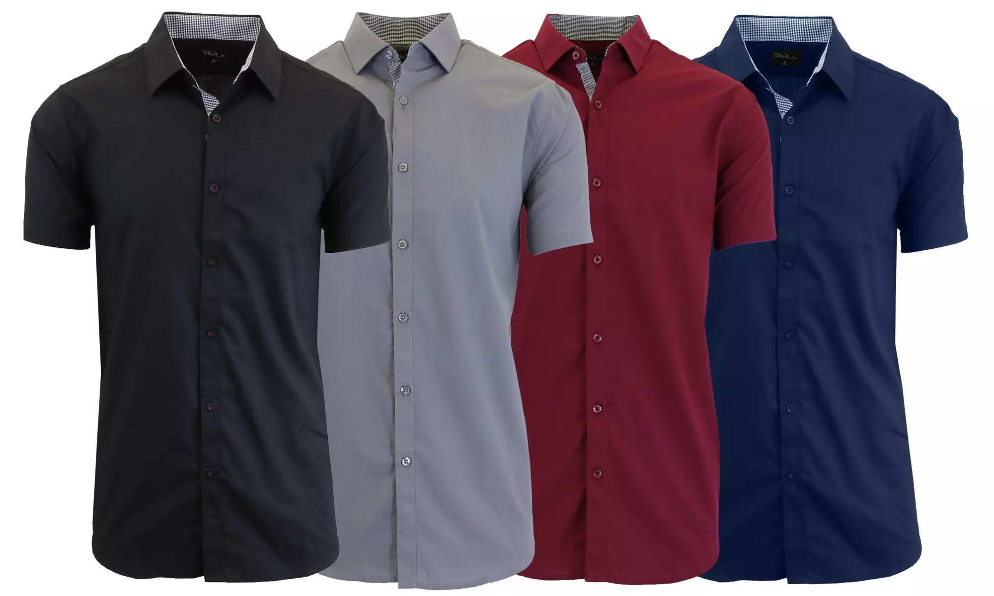 Men's Galaxy By Harvic Short Sleeve Casual Slim Fit Dress Shirt (4-Pack, S-3XL)