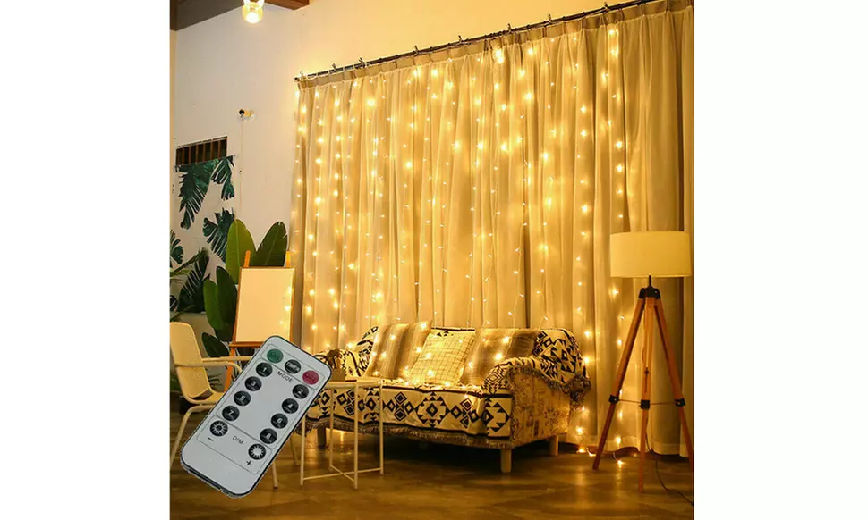 300 LED Curtain Fairy String Lights USB w/ Remote Xmas Party Wedding Home Decor - Primary Image