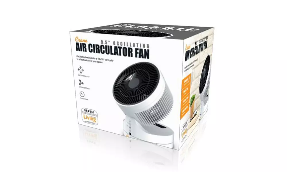 Crane 9.5'' Oscillating Air Circulator Fan  with Remote - Second Medium