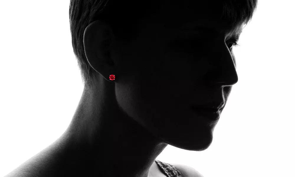Solid 10K White Gold 2CTW Created Ruby Stud Earrings By MUIBLU Gems