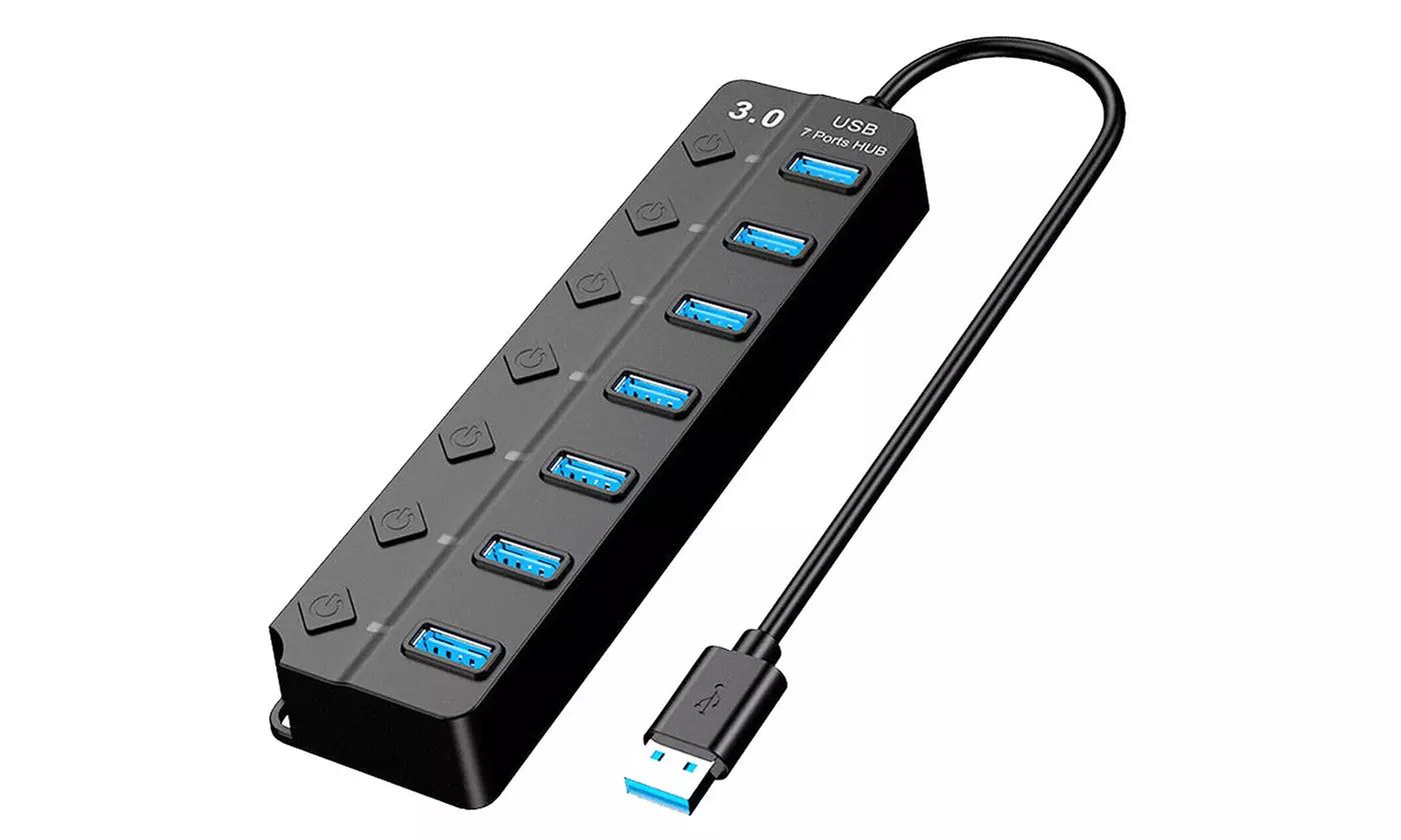 iMounTEK 7-Port USB 3.0 Hub High Speed Multi-Port Data Transfer Station Adapter  - Second Medium
