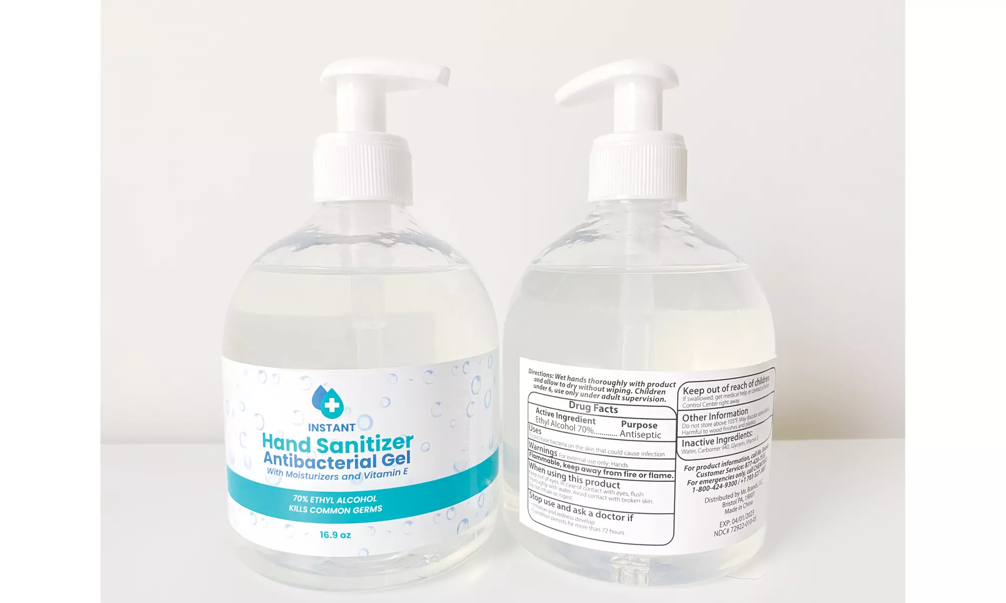 Instant Hand Sanitizer Antibacterial Gel with Moisturizers and Vitamin E - Primary Image