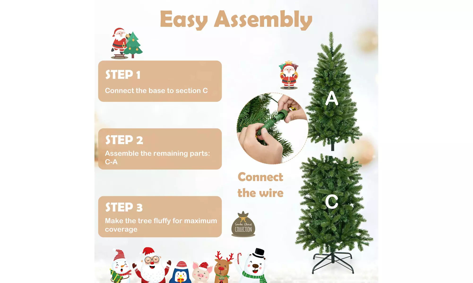 5FT Pre-Lit Hinged Artificial Christmas Tree With Multicolor Lights