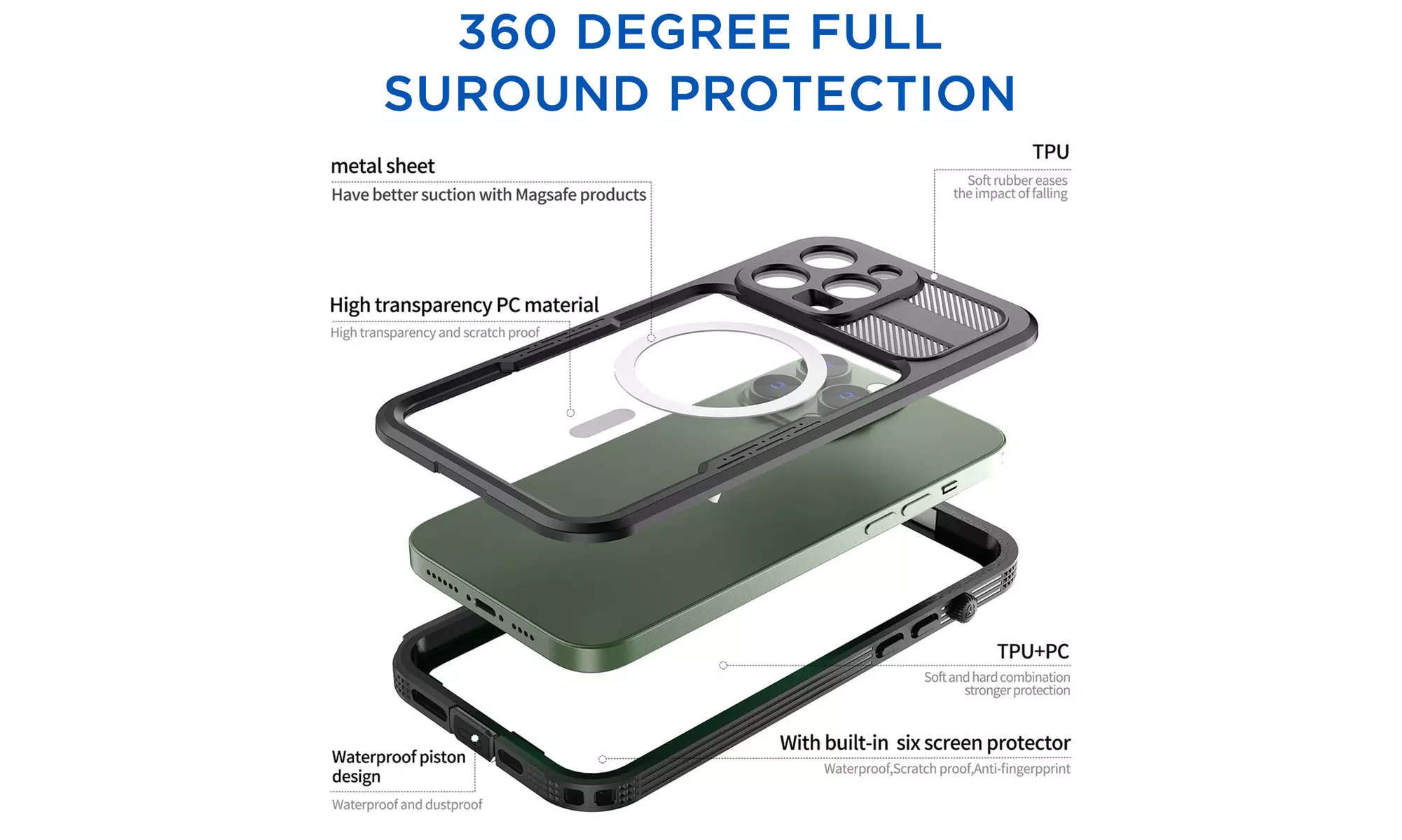 MagSafe Waterproof Case For Apple iPhone 14 Pro Max 14 Rugged Military Cover