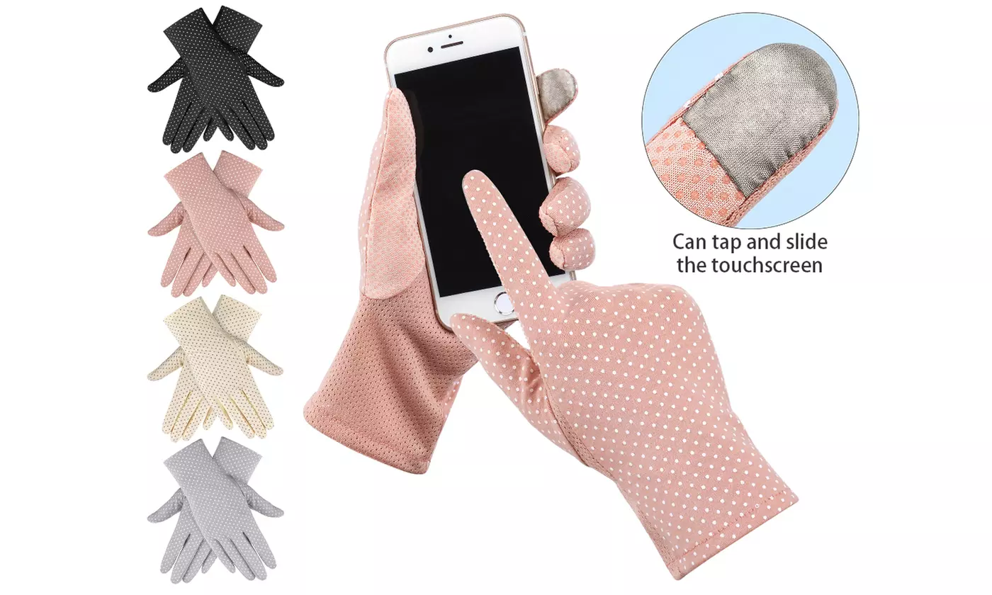 2 Pairs Women UV Protection Sunblock Gloves Touchscreen Summer Driving Gloves