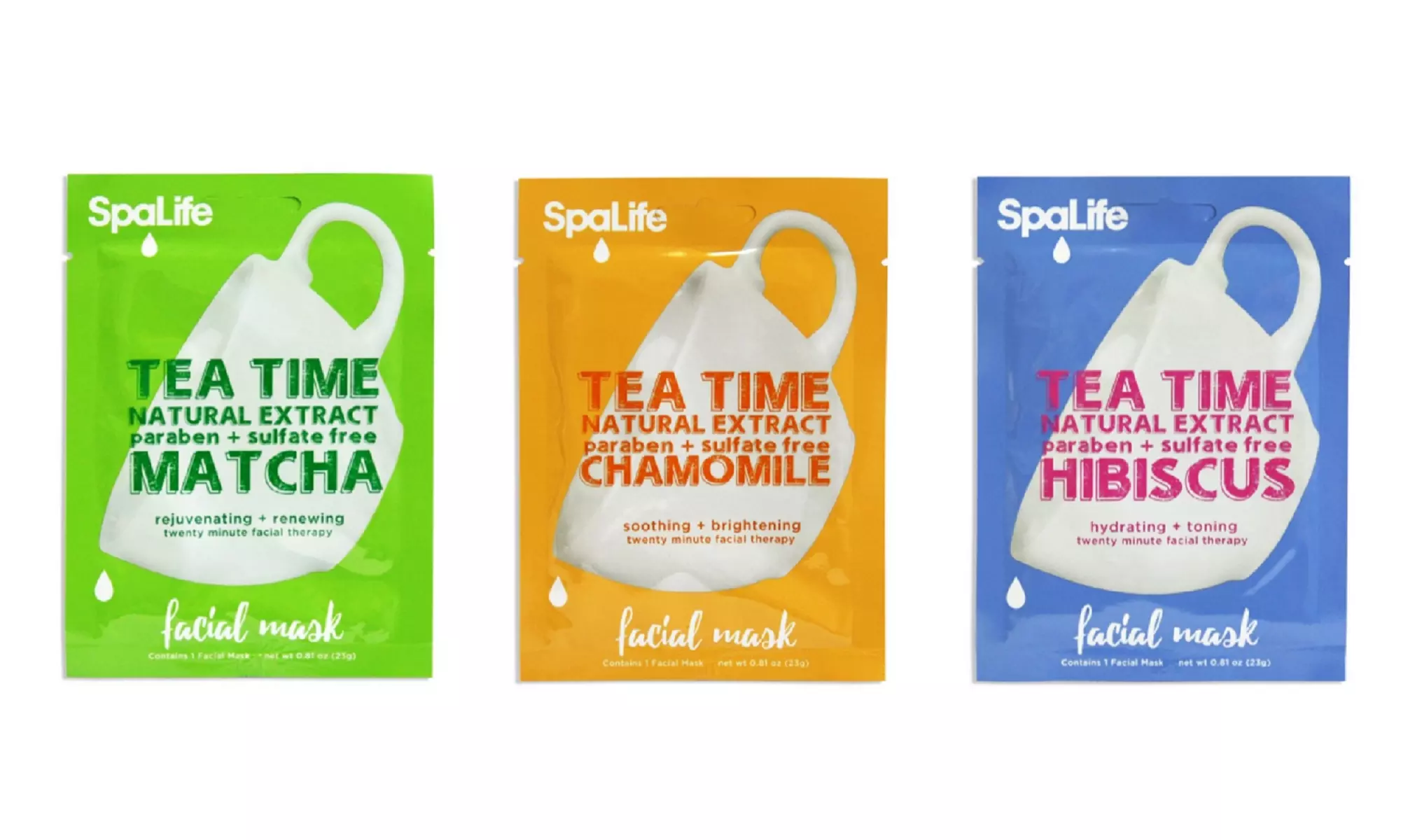 Tea Time Facial Masks 12 Count (Matcha, Hibiscus, or Chamomile) - Primary Image