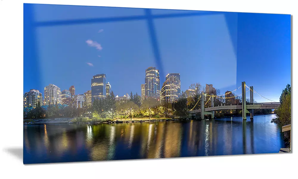 Calgary Skyline Cityscape Photography Metal Wall Art 28x12 - Primary Image