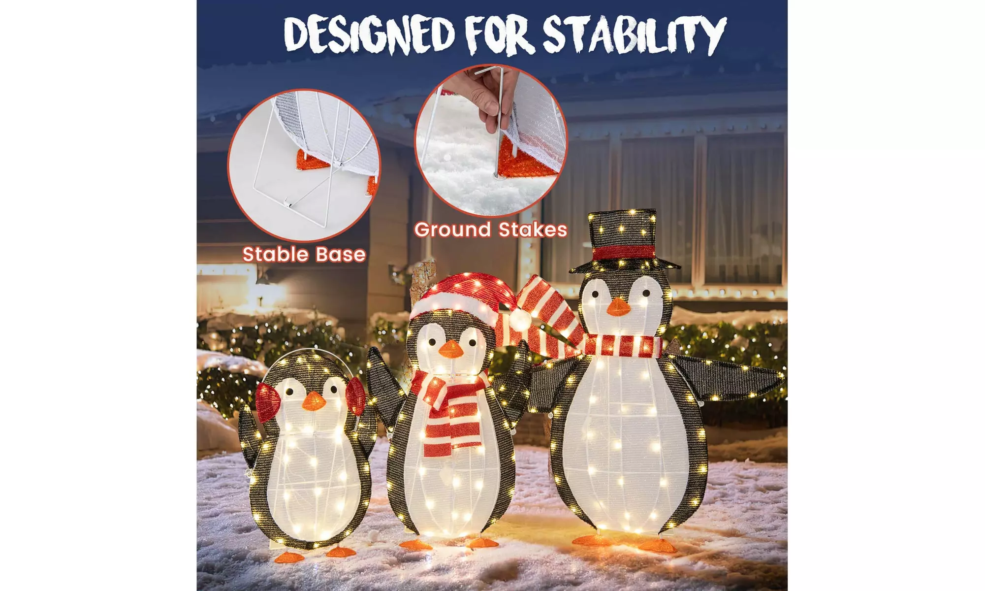 Costway Lighted Christmas Reindeer and Sleigh Set Dachshund Bear Penguin Decor
