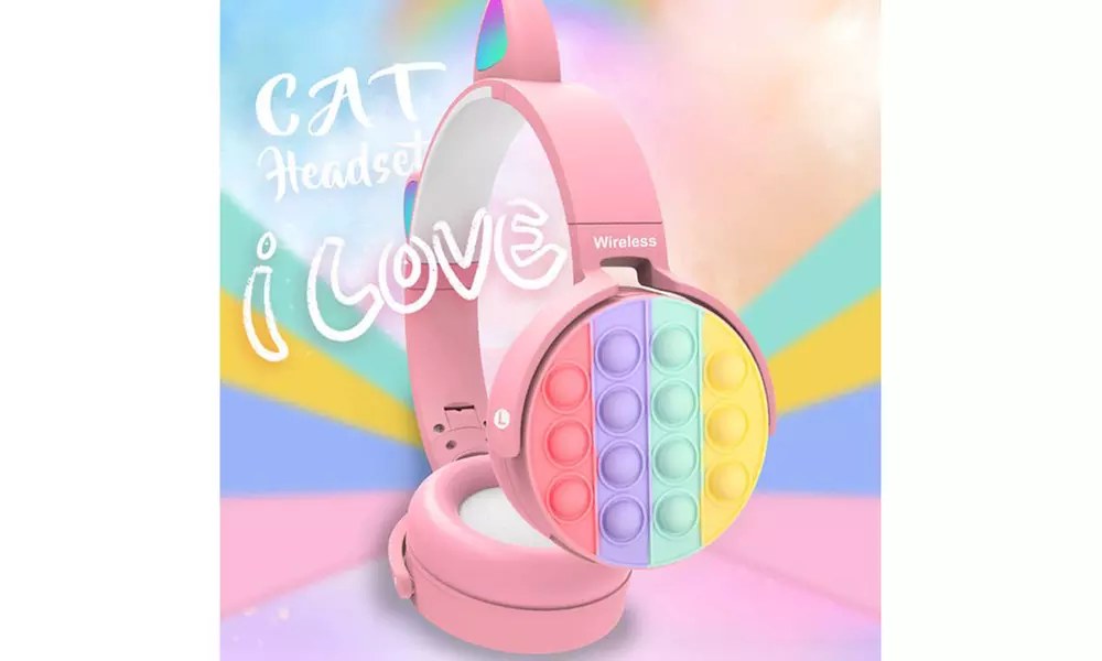 Kids Toy Headset, Wireless Bluetooth Headphone Headphone Fidget Toy Pink - Second Medium