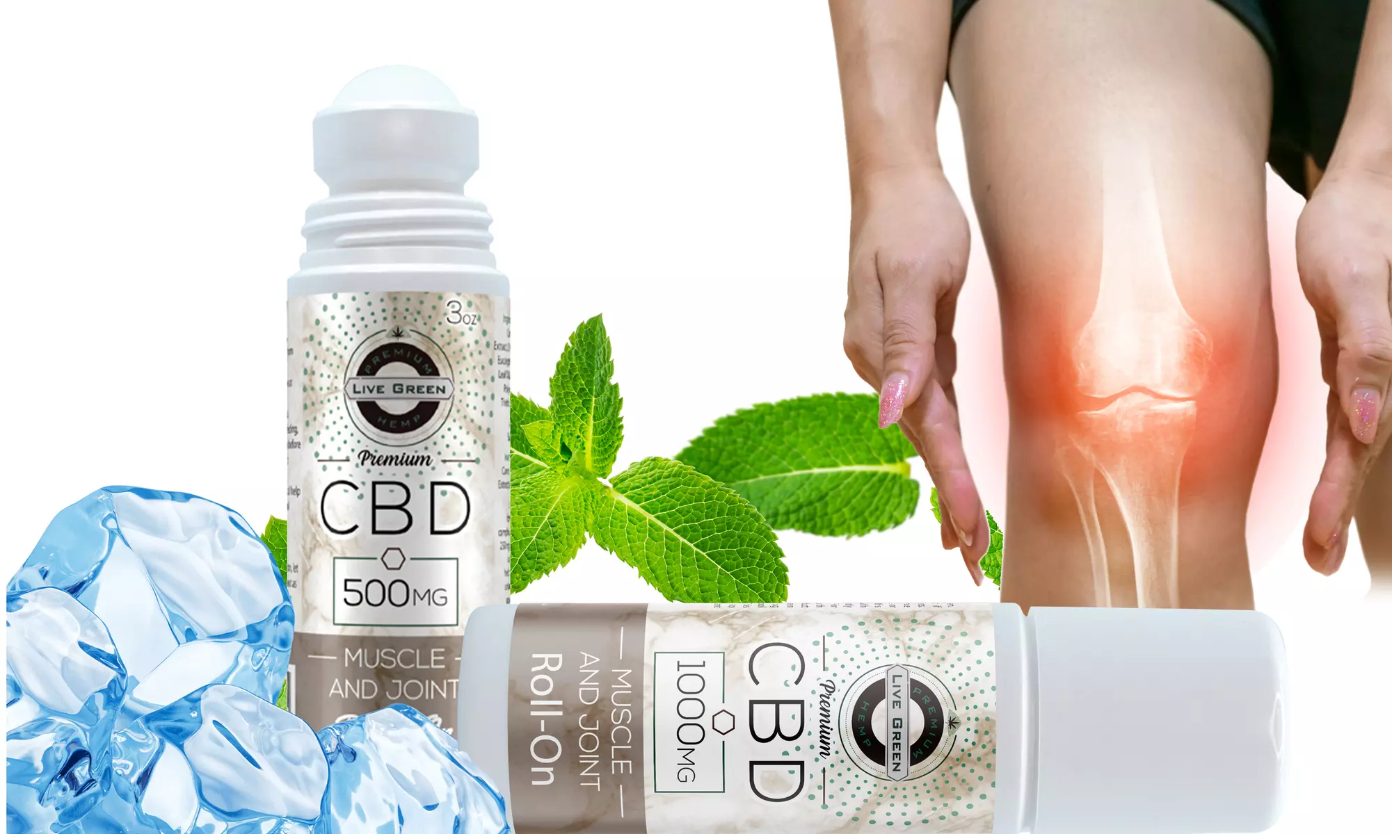 CBD Cream Roll-On Muscle and Joint up to 1000mg, by Live Green Hemp - Primary Image