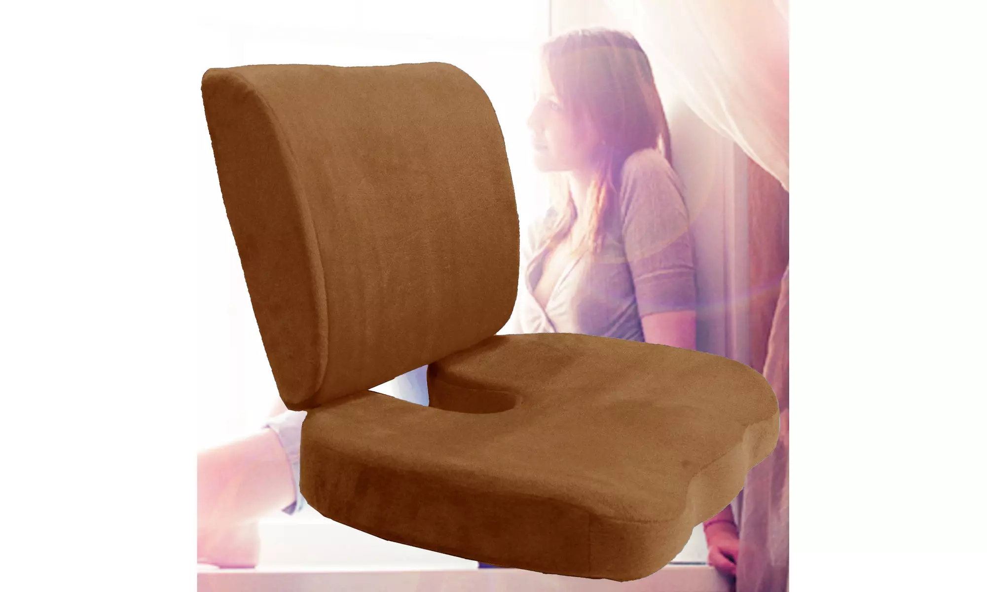 Memory foam orthopedic pain relief seat and back support cushion set - Second Medium