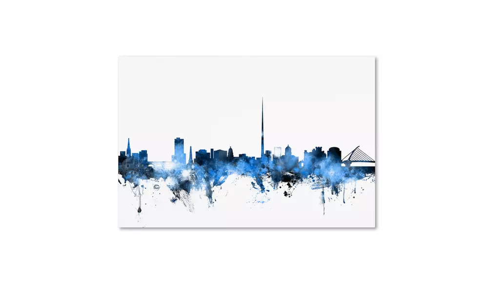 Michael Tompsett 'Dublin Ireland Skyline White' Canvas Art - Second Medium