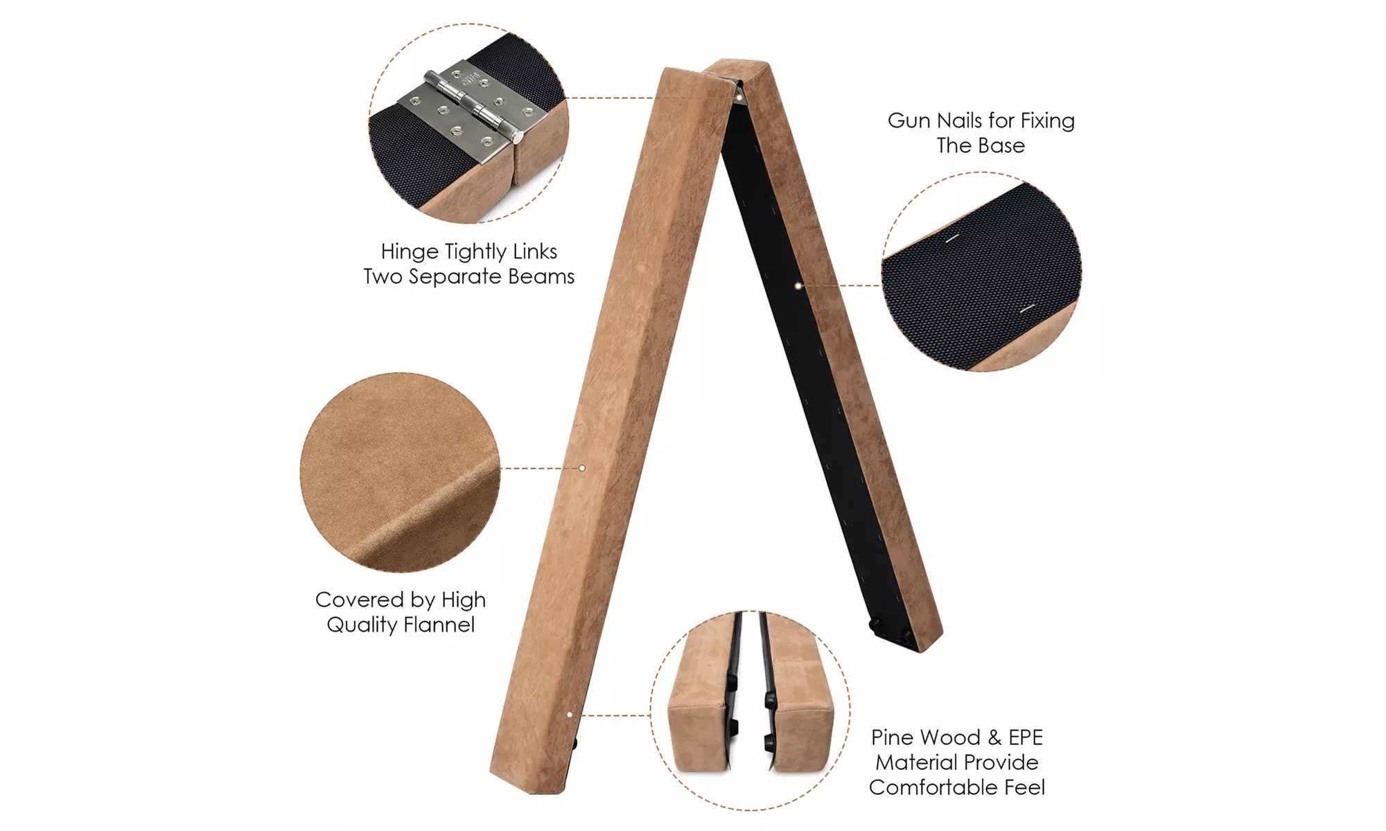 7FT Folding Floor Balance Beam Gymnastics Equipment for Practice Training 3color