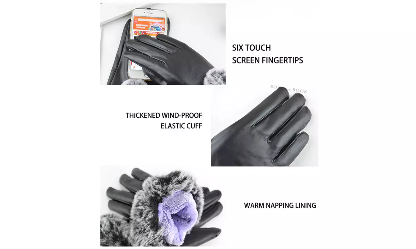 Women's Winter Warm Faux Fur Touchscreen Gloves