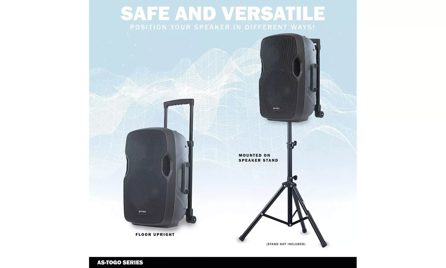 Gemini AS-12TOGO Active 1500W 12 Inch Wireless Portable Bluetooth Speaker - Second Medium