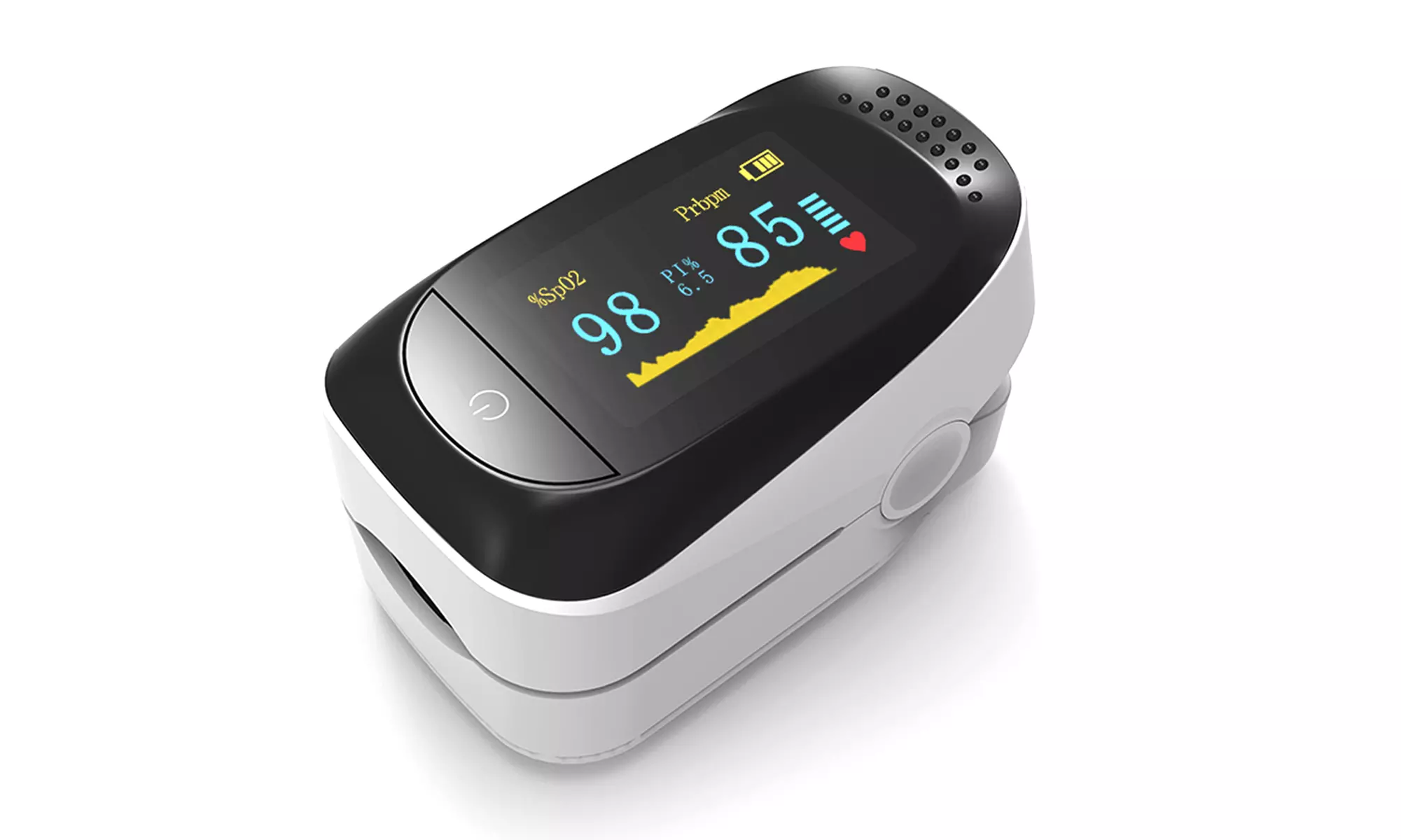 Finger Pulse Oximeter Blood Oxygen Saturation SpO2 Monitor (White, Black) - Second Medium