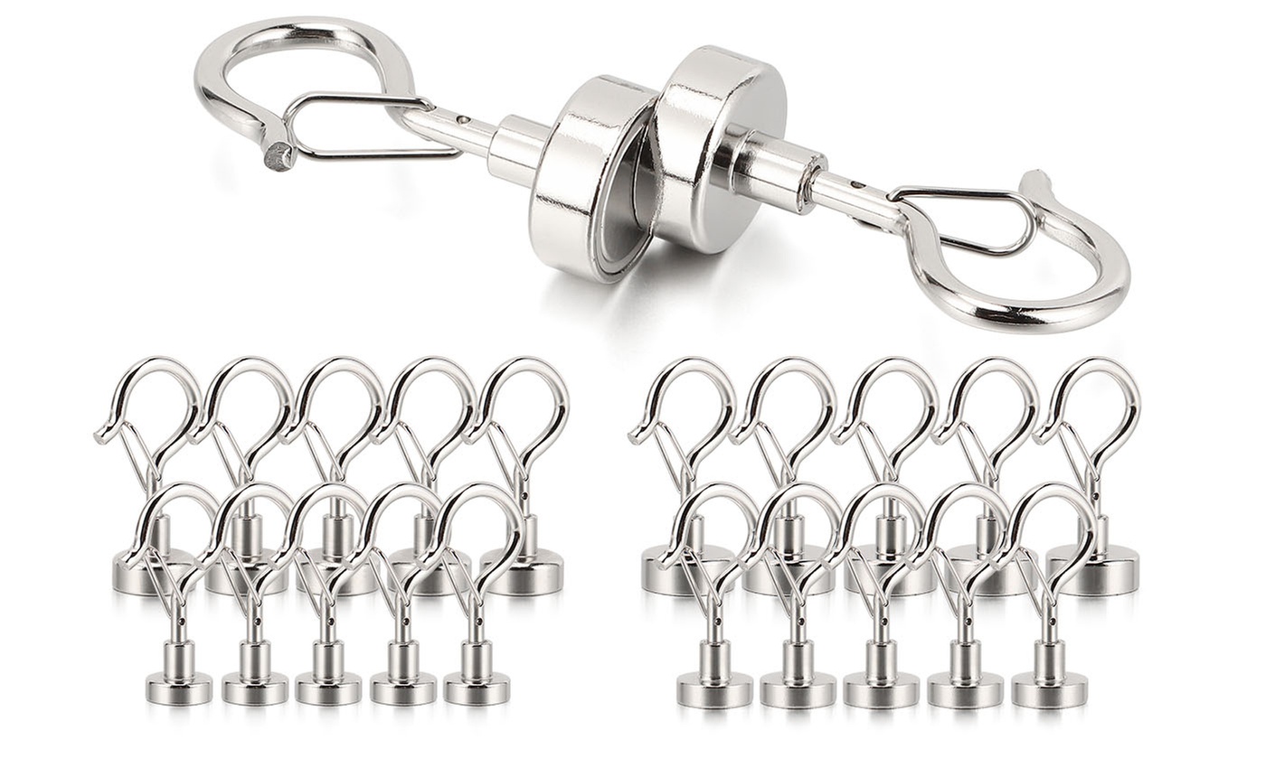 5Pcs Heavy Duty Neodymium Clamping Strong Magnetic Hooks Hanger with Snap 